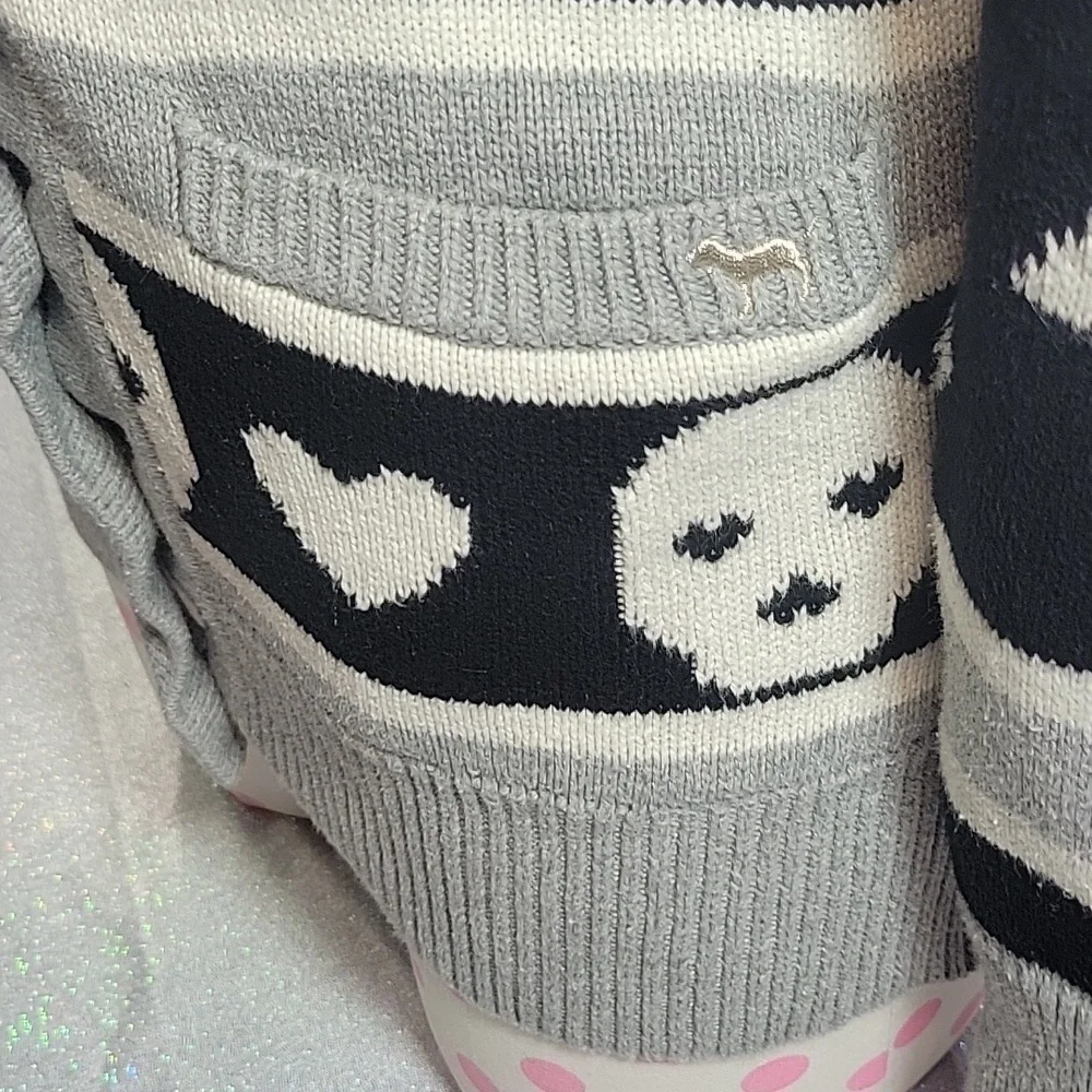 RARE Vintage Holiday Cardigan Knit Skull Snowflake Sweater Button Up SZ:XS - Picture 3 of 13